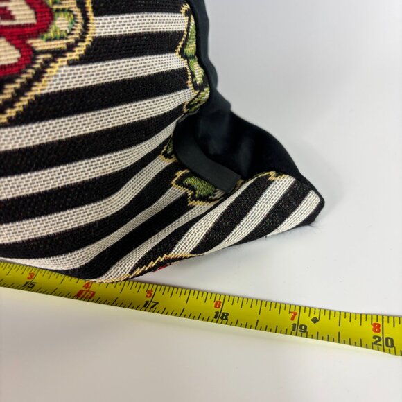 Caldeira Throw Pillow Black Tapestry Sugar Skull Day Of The Dead Feather Filled - Picture 9 of 9